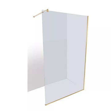Aquador Shower Screen & Arm Amaro Gold With 8mm Clear Glass - W120cm x H200cm